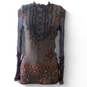 Elegant Paisley Long Sleeve Top